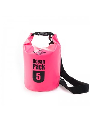 [FS15M005-J5L-PNK] Ocean Pack Waterproof Dry Bag 5 L Outdoor Monsoon Rain Boating Wading Swimming Rafting Canoeing Sailing Fishing Camping Pink