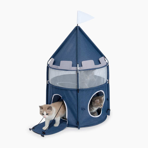 [HA42003] Catit Vesper Castle Soft Cat Tower Hideout Blue LWH 48x48x95cm