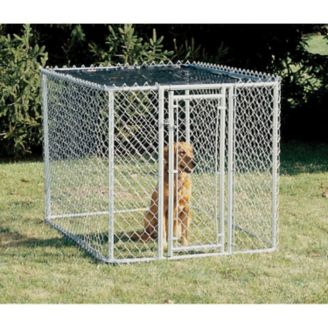 [K9664] Midwest K9 Medium Steel Chain Link Portable Kennel Silver