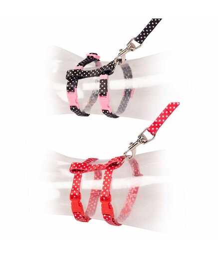 [LR11217] Duvo+ Kitten Walking Set White Dots Black / Red 15-25cm / 8mm-125cm