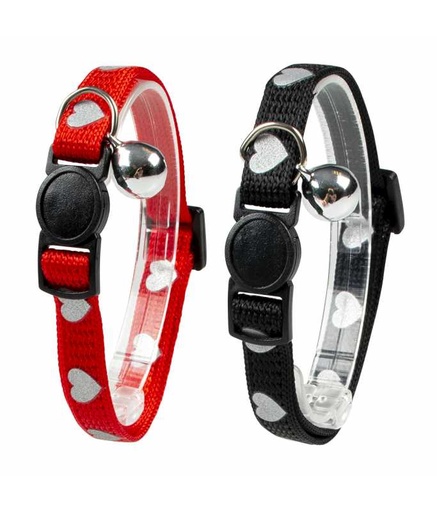 [LR11838] Duvo+ Cat Collar Hearts Reflective 20-30cm/ 10mm