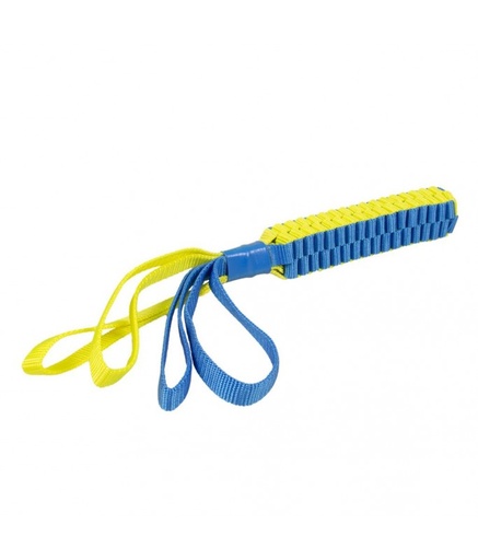 [LR12770] Duvo+ Supa' Nylon Tug Stick Blue / Yellow Small 30 x 30cm
