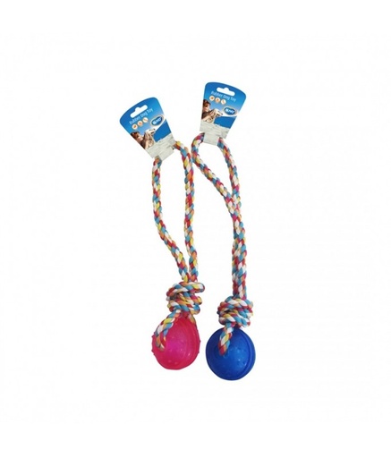 [LR1714546] Duvo TPR Ball With Rope Handle Blue / Pink 37cm