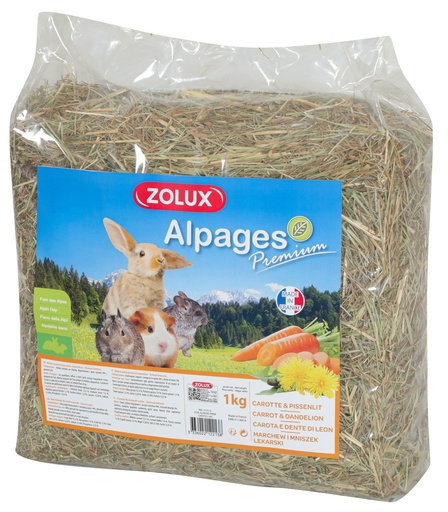 [ZL212113] Zolux Premium Alpine Hay With Carrot & Dandelion 1kg