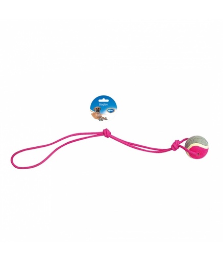 [LR4705052] Duvo+ Knotted Cotton Pendulum & 1Knot & Tennis Ball Grey / Pink 60cm