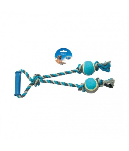 [LR4705047-PHout] Duvo+ Knotted Cotton Dog Toy Loop Tennis Ball Grey and Blue