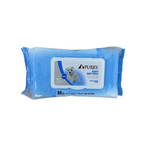 [PC-P-0924] Purry Puppy Bath Wipes -Baby Powder Scent, 80pcs (18x20cm)