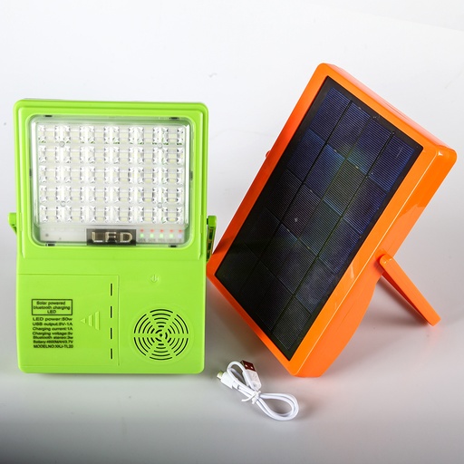 [EM-5825] Solar Flood Light 45 Lamp LED Portable Lantern Tent Light with Bluetooth Speaker For Outdoor Camping White