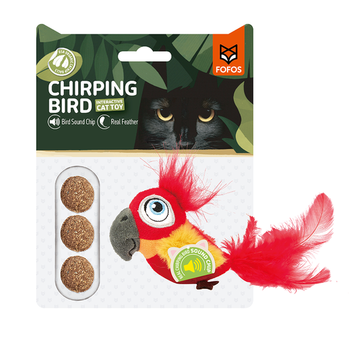 [6971067406378] FOFOS Sound Chip Parrot with Catnip Balls Cat Toy