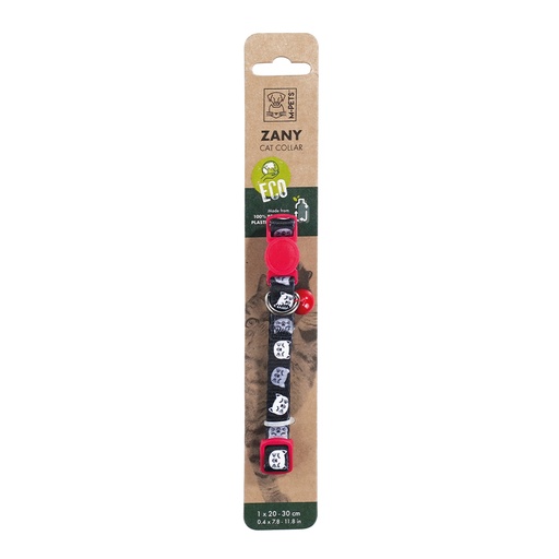 [6953182738787] M-PETS Zany Cat Eco Collar Red & Black