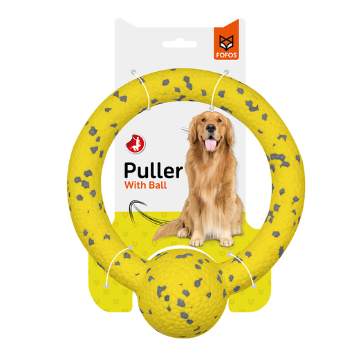 [6971067405883] FOFOS Durable Puller with Ball Dog Toy Yellow