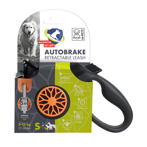 [6953182741916] M-PETS Autobrake Retractable Leash Small