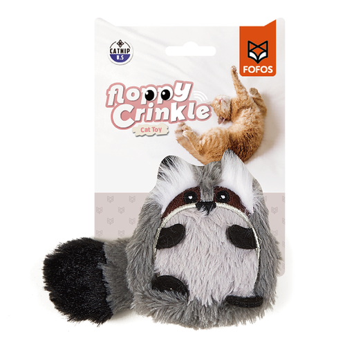 [6971067407399] FOFOS Raccoon Floppy Crinkle Cat Toy