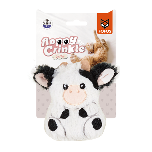 [6971067407252] FOFOS Cow Floppy Crinkle Cat Toy