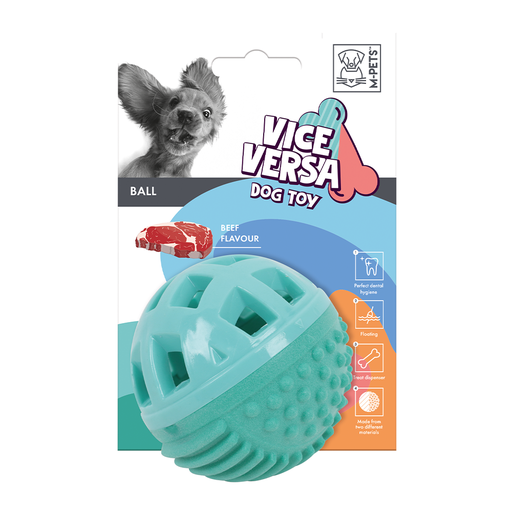 [6953182743811] M-PETS Vice Versa Ball Beef Flavor Dog Toy Small