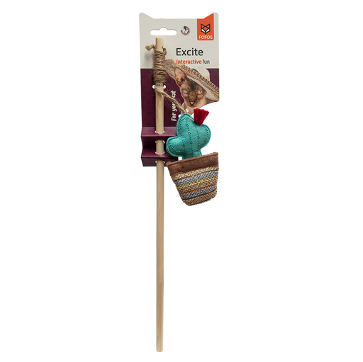 [6971067407313] FOFOS Red Flower Cactus Wand Cat Toy