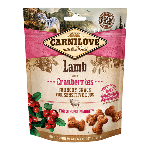 [8595602527250] Carnilove Lamb with Cranberries Crunchy Snack for Sensitive Dogs 200gm