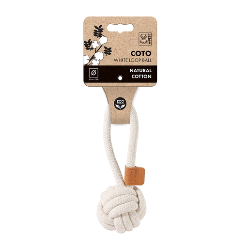 [6953182744528] M-PETS Coto White Loop Ball Eco Friendly Dog Toy Small