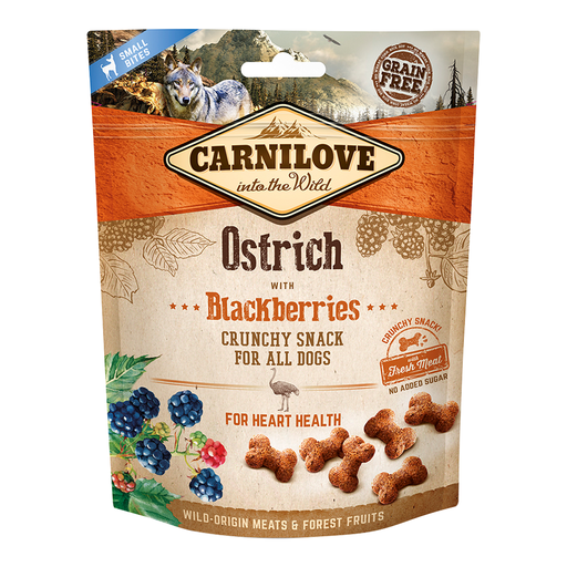[8595602527274] Carnilove Ostrich with Blackberries Crunchy Snack for Dogs 200gm