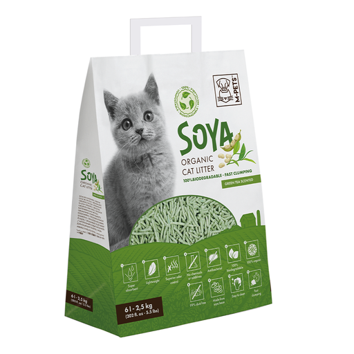 [6953182741800] M-PETS Soya Organic Cat Litter Green Tea Scented 100% Biodegradable 6L