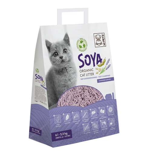 [6953182743521] M-PETS Soya Organic Cat Litter Lavender Scented Biodegradable 6L