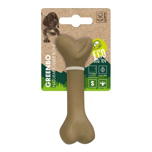 [6953182735052] M-PETS Greenbo Natural Rubber Bone Dog Toy Small