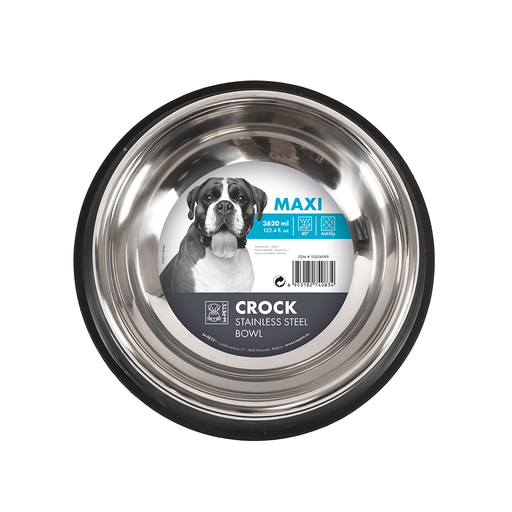 [6953182740834] M-PETS Crock Stainless Steel Bowl Maxi