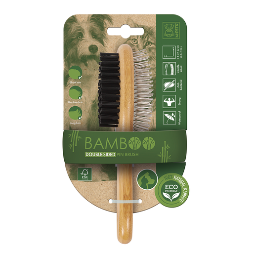 [6953182738381] M-PETS Bamboo Double-Sided Pin Brush