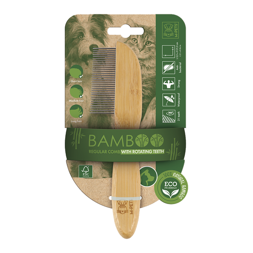 [6953182738459] M-PETS Bamboo Regular Comb 31teeth