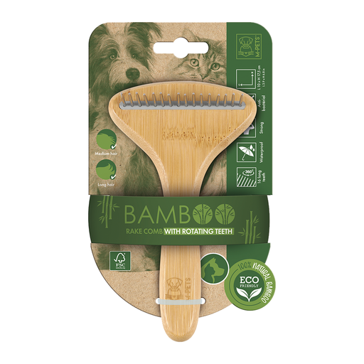 [6953182738442] M-PETS Bamboo Rake Comb 16teeth