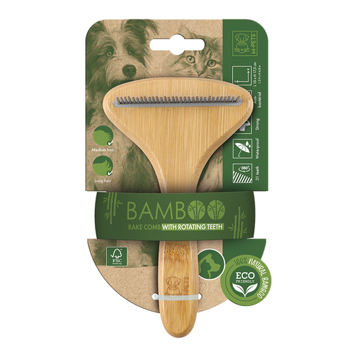 [6953182738435] M-PETS Bamboo Rake Comb 31teeth