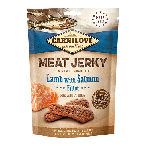 [8595602551989] Carnilove Jerky Snack Lamb with Salmon Fillet 100gm