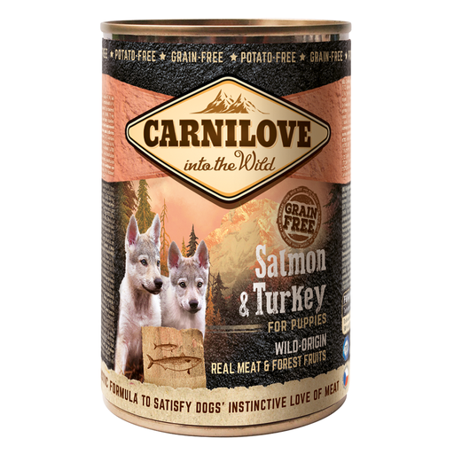 [8595602529254] Carnilove Salmon & Turkey for Puppies Wet Food Cans 400gm