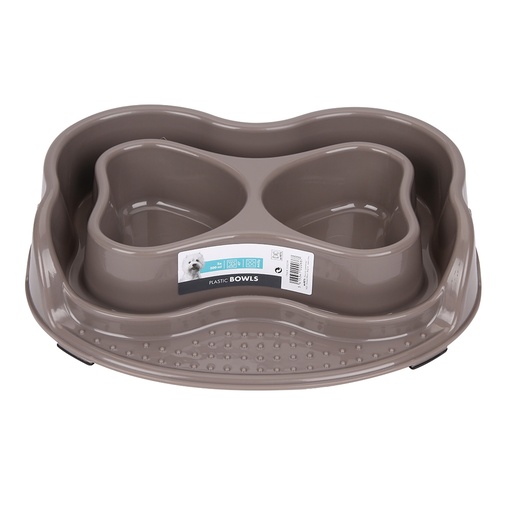 [5415341000667] M-PETS No Spill Plastic Double Bowl Grey 2x500ml