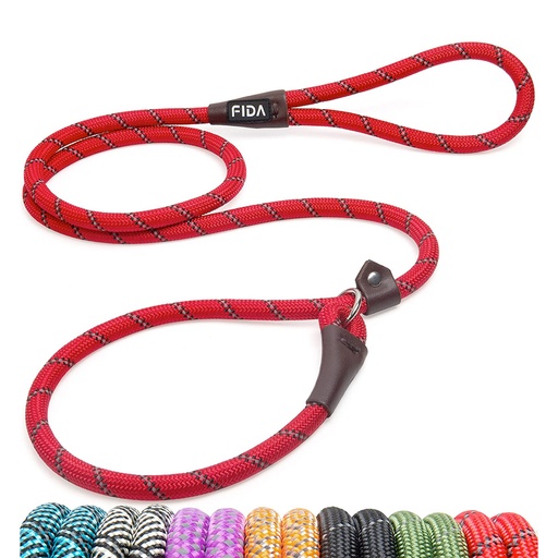 [1186] Fida Durable Slip Lead Dog Training Leash 16Feet Red