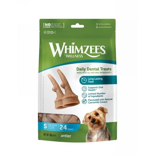 [3035] Whimzees Occupy Antler Natural Dental Chews for Dogs Small 24pc