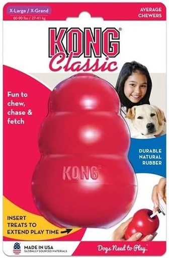 [302022-X-L] Kong Classic XL Durable Natural Rubber Dog Toy Fun to Chew Chase and Fetch