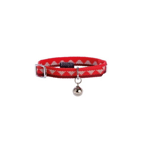 [BOCKLIMA-R] Bobby Lima Cat Collar Washable Nylon Anti Strangle W Bell Red