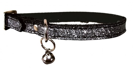 [BO65320-GY] Bobby Paillete Cat Collar Leather Glittery Safety Release Bell Grey