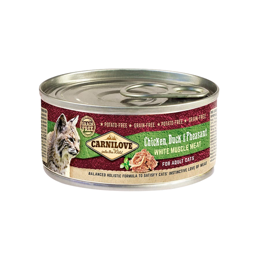 [8595602528981] Carnilove Chicken Duck & Pheasant for Adult Cats Wet Food Cans 12x100gm