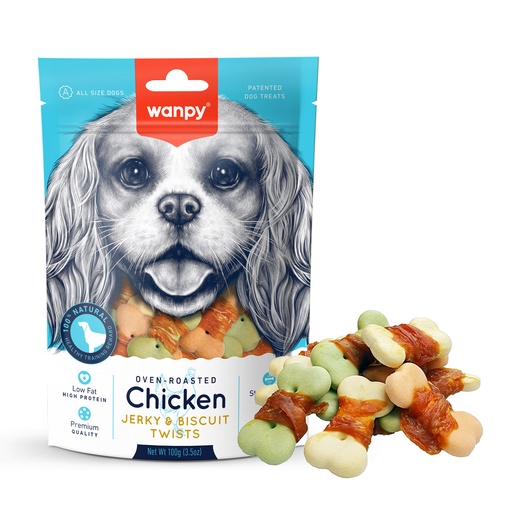 [BA-04H] Wanpy Chicken Jerky & Biscuit Twists 100gm