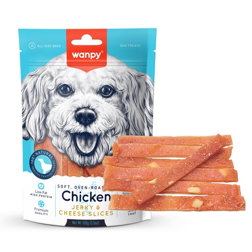 [CB-06S] Wanpy Soft Chicken Jerky Cheese Slices 100gm