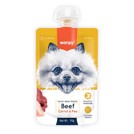 [RA-64] Wanpy Tasty Meat Paste Beef Carrot & Pea for Dog 90gm