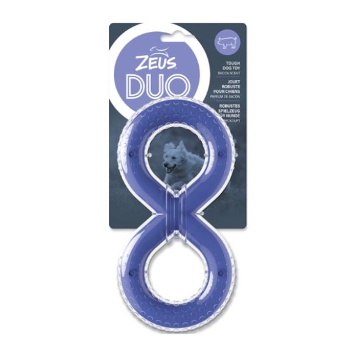 [HA96276] Zeus Duo Figure-8 Tug, 20cm, Purple,Bacon Scent