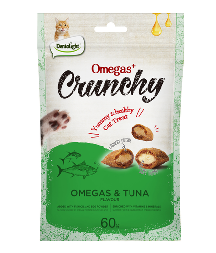 [DL12343] Dentalight Omegas+ Crunchy Cat Treat Omegas & Tuna Flavour 60gm