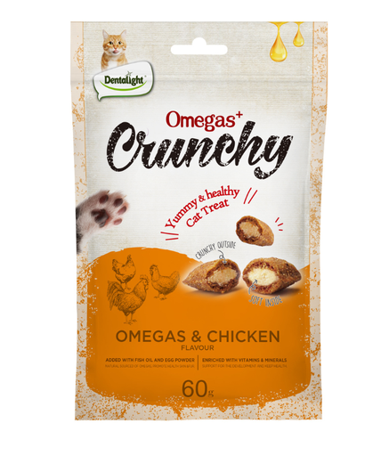 [DL12350] Dentalight Omegas+ Crunchy Cat Treat Omegas & Chicken Flavour 60gm