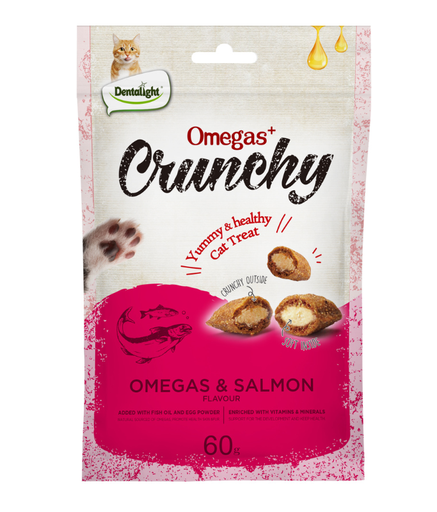 [DL12336] Dentalight Omegas+ Crunchy Cat Treat Omegas & Salmon Flavour 60gm