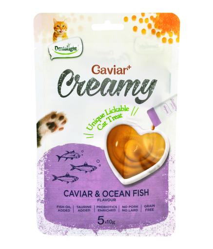 [DL11469] Dentalight Caviar+ Creamy Lickable Cat Treat Caviar & Ocean Fish Flavour 5pcs x 10gm