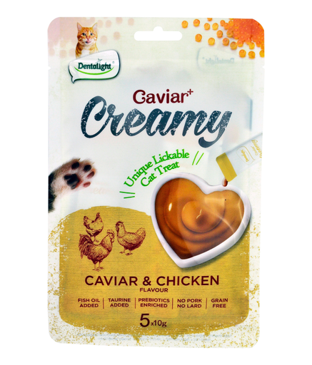[DL11445] Dentalight Caviar+ Creamy Lickable Cat Treat Caviar & Chicken Flavour 5pcs x 10gm