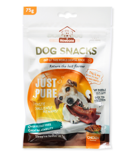 [HB06410] Howbone Dental Stick Dog Snack Chicken Flavour 75gm
